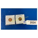 2 Brilliant uncirculated old wheat cents