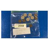 5 Buffalo nickels , 5 Indian pennies