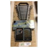 Drill bits, socket set, wrench set