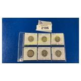 6 Silver Washington quarters- 32,36,41S,42,44,50