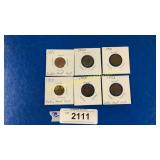 6 Indian head cents 1891,1900,1901,1902,1903x2