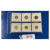 6 Mercury silver dimes 1923-1927