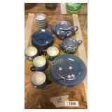 Vintage blue luster hand painted cherry blossom