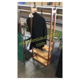 Wooden shelf and coats