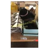 Shoe organizer, vintage fancy hats