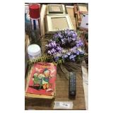 Wreath, granite polishing paste, vintage comics