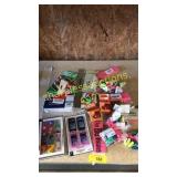 Erasers, index cards, ruler, school items