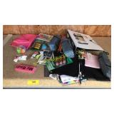 Five star binder, erasers, pencil cases