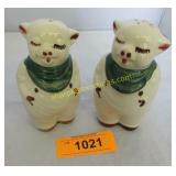Vintage Shawnee art pottery Smiley Pig salt and