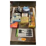 Lights, screwdriver set, foot pump, wire & cable