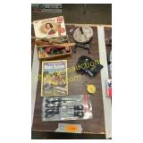 Screwdriver set, fish line, compass