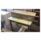 Antique table and drawer shelf