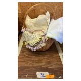 Basket w/ tablecloths & blankets