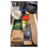 Knives, blade block & bowl, tupperware