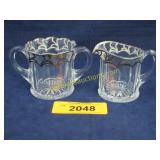 Vintage glass creamer & sugar with silver overlay