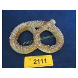 Rare French porcelain flask in shape of pretzel