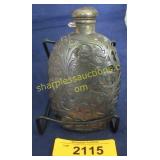 Fancy vintage silver overlay whiskey flask.