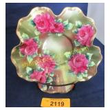 Vintage hand painted Nippon ruffled bowl.