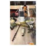 Vintage light fixtures, paint sprayer &