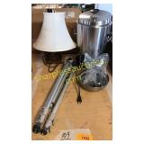 Lamp, drink dispenser, tripod