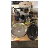 Metal dishes, strainer, metal containers