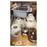 Vintage lamp shades, utility sink