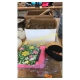 Fabric, win glasses, cheese board