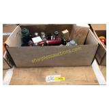 Avon Perfume bottles, candle, truck toy