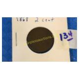 1868 2 cent coin