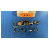 Set of nine sterling rings