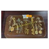 Tray of assorted necklaces