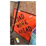 Road work ahead sign