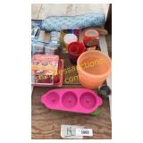 Cutting board, counter mat, misc kitchen items