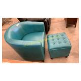 Blue/green  chair & ottoman