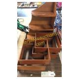 Wooden wall shelf, shadow boxes