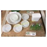 Hocking bubble dish set - milk glass