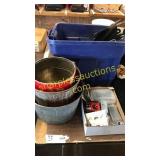 Disassembled ceiling fan, buckets, misc