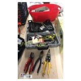 Pliers, screwdriver set, misc tools in toolbox