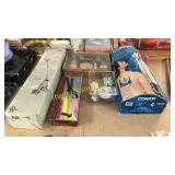 Task lamp, shower panel, hair curler, massage set