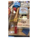 Football stamp, sunglasses, misc household