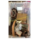 Tote of misc household items