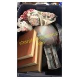 Totes of books, tray, misc household