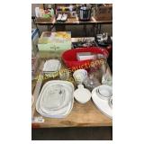 Casserole dishes, glass containers, jewelry