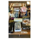 Care bear, porcelain doll, Waterford snow globe &