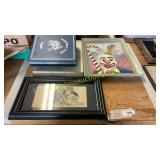 framed Pictures, basketball cards, christening set