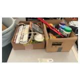 Assorted cleaning supplies, coaxial cable, door