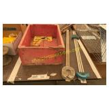 Wooden crate,measuring stick