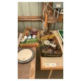 Lamp, vintage tool, tins