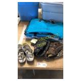 Keens, sz8, garment bags, baseball gloves