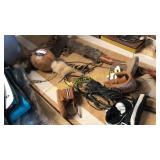 Kids moccasins, boots, Native American staffs